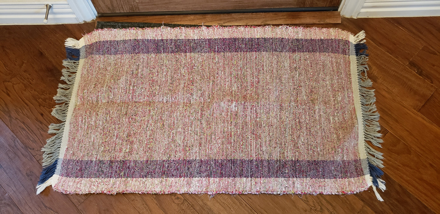 Woven Cotton Rag Rug, Pink and Blue