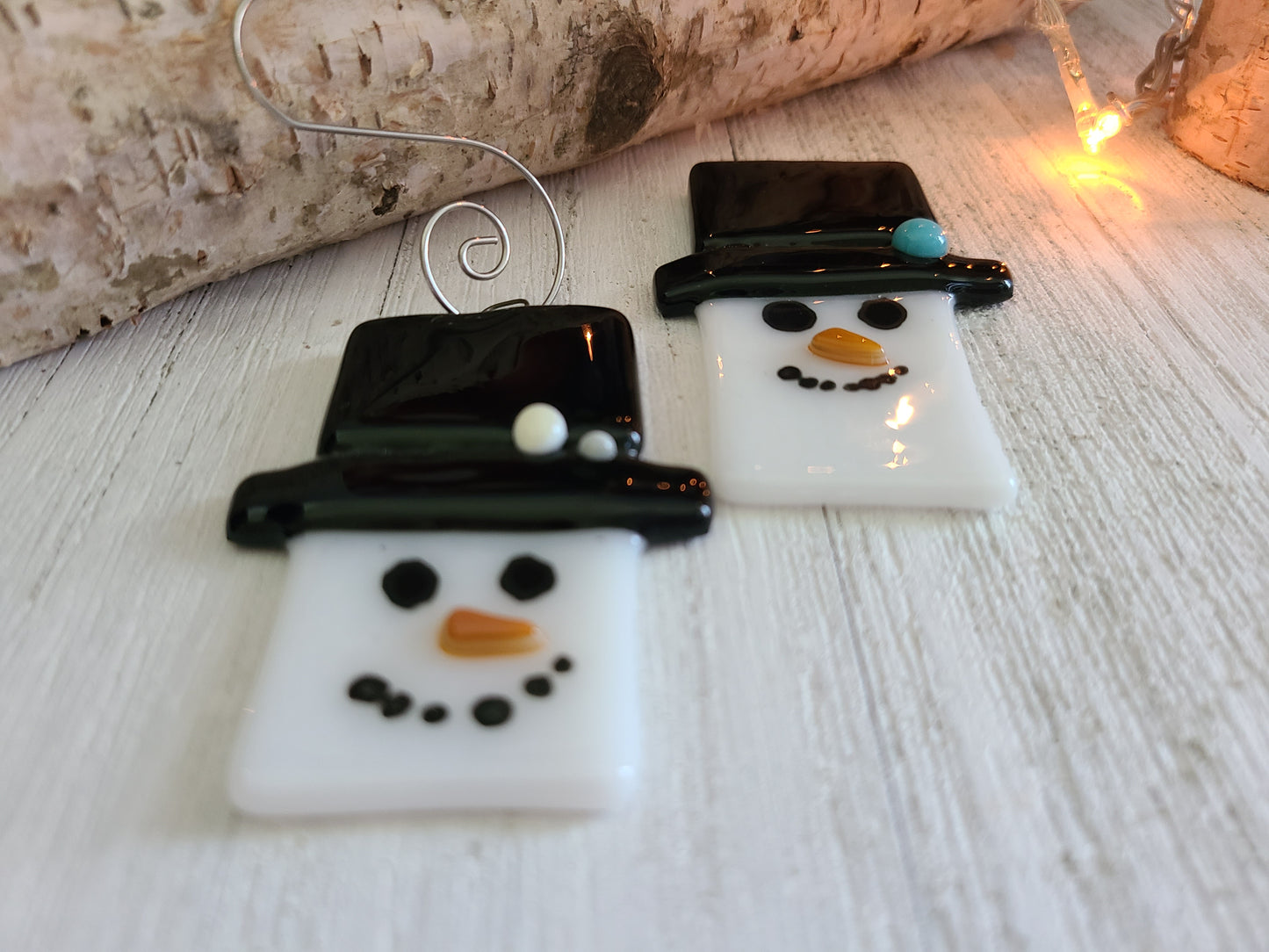 Glass Snowman Ornaments