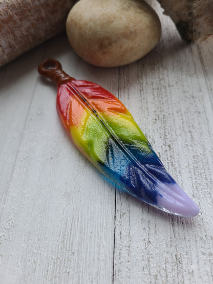 Glass Feather Ornaments, 4.5 inches