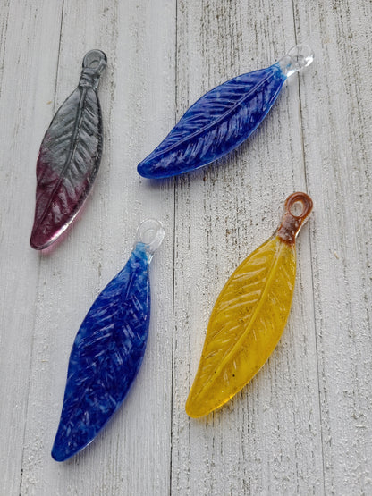Glass Feather Ornament, 3.5 Inches