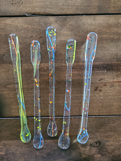 Glass Swizzle Sticks, Drink Stirrer, Mardi Gras