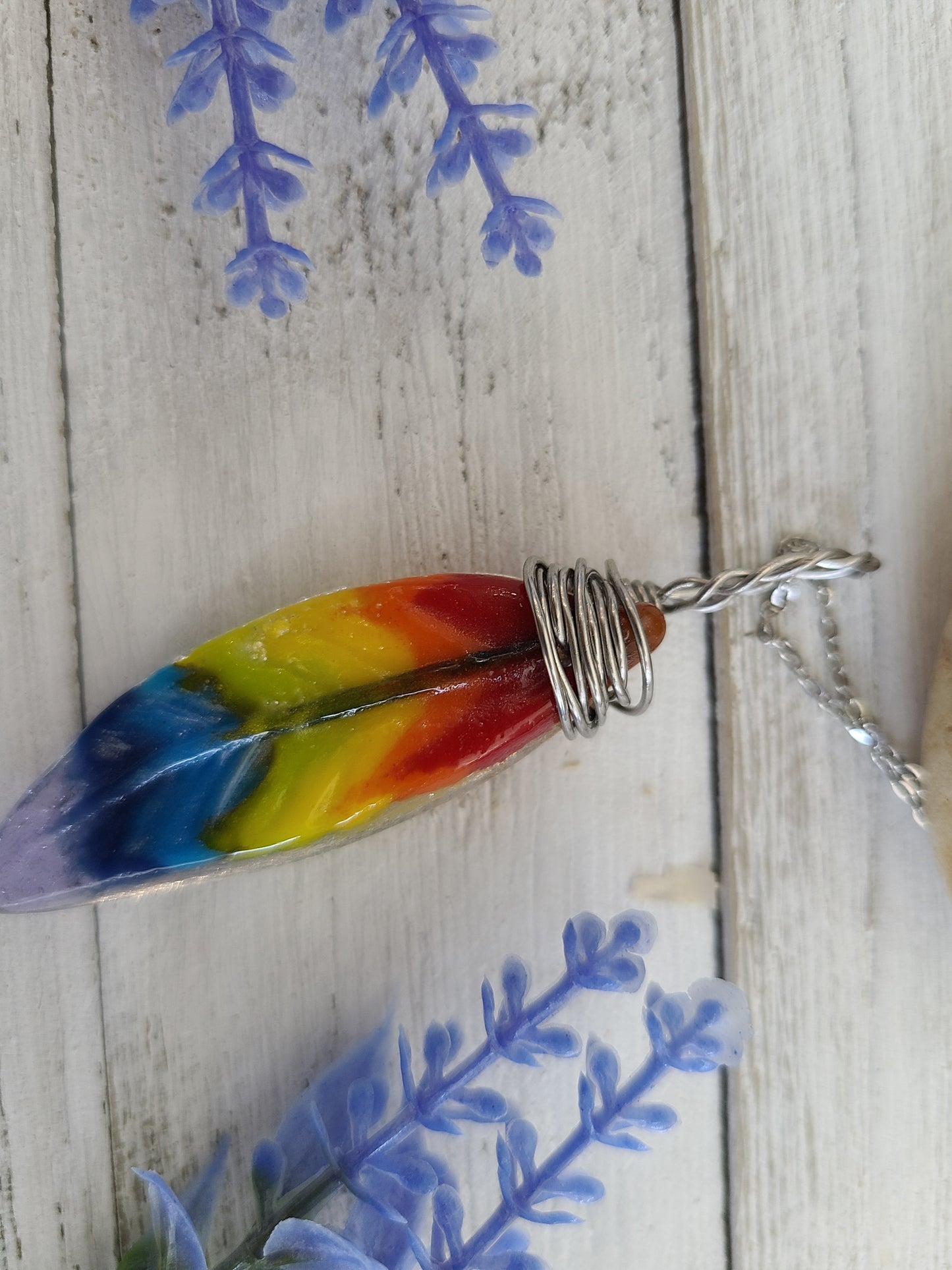 Rainbow Feather Pendant