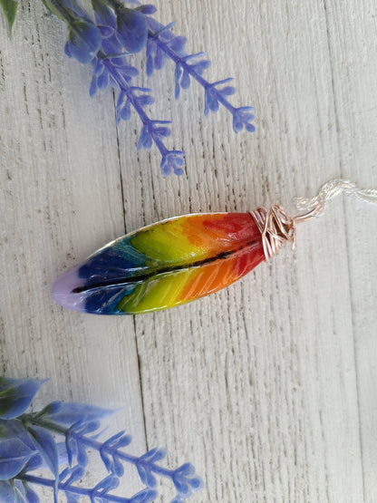 Rainbow Feather Pendant