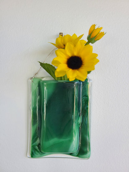 Wall Pocket Vase, Variegated Greens