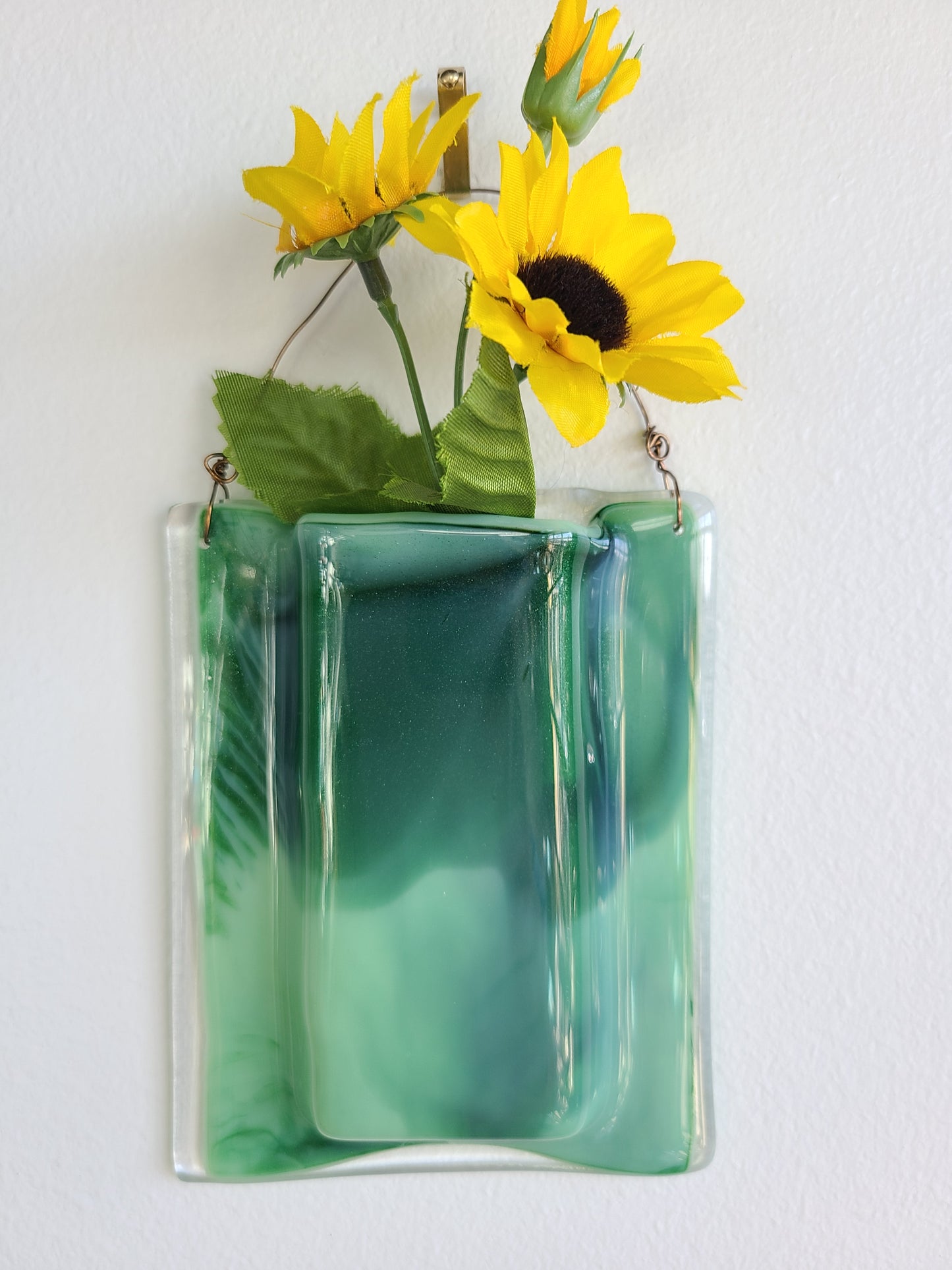 Wall Pocket Vase, Variegated Greens