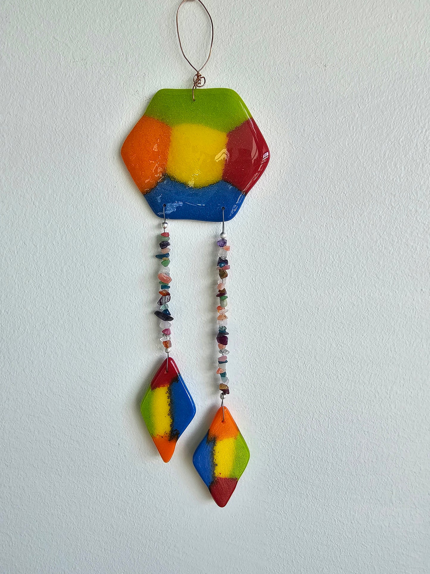 Rainbow Colored Windchime with Semi-Precious Stones