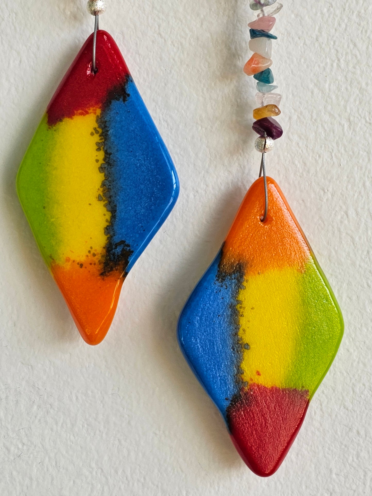 Rainbow Colored Windchime with Semi-Precious Stones