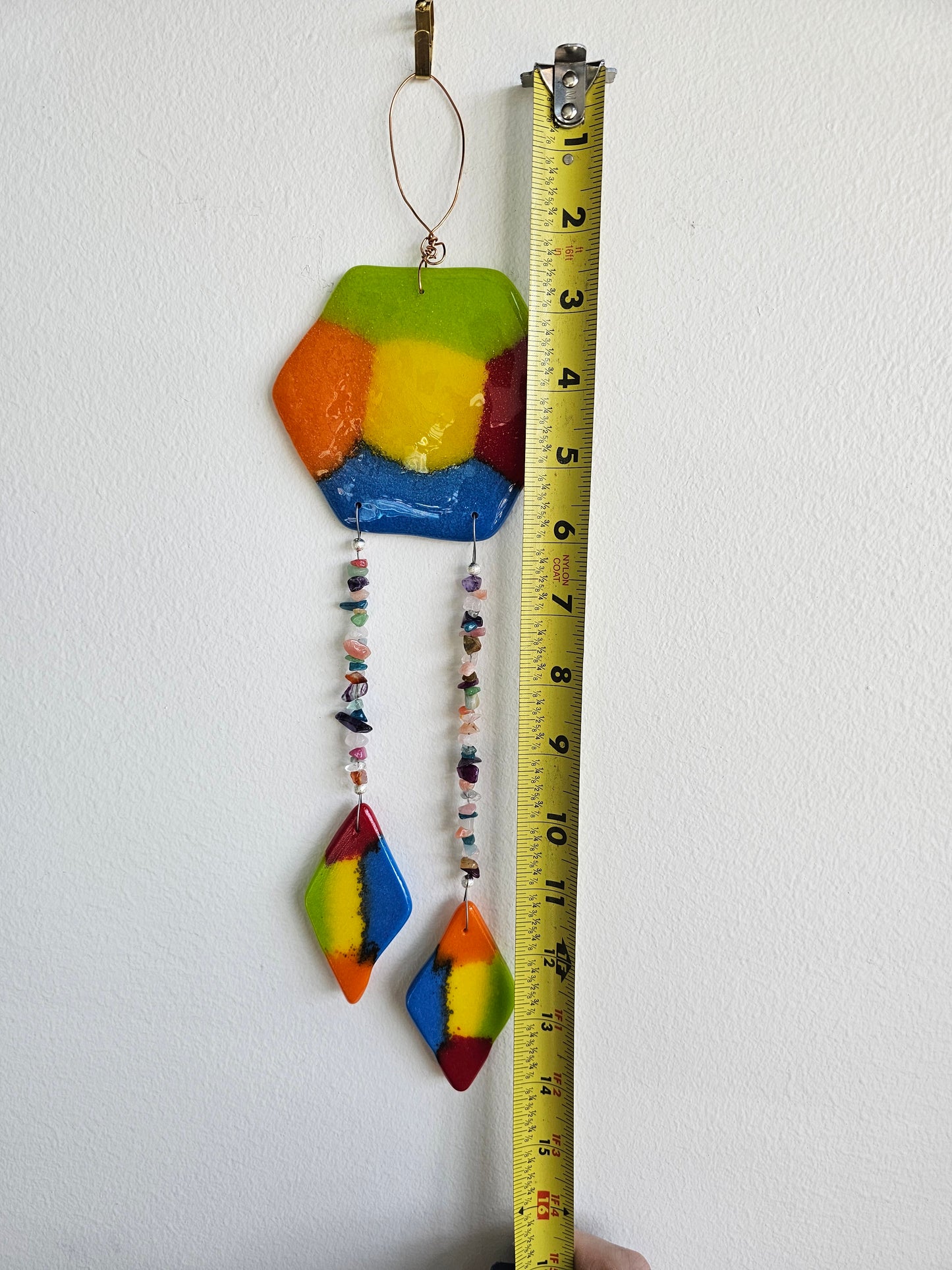 Rainbow Colored Windchime with Semi-Precious Stones