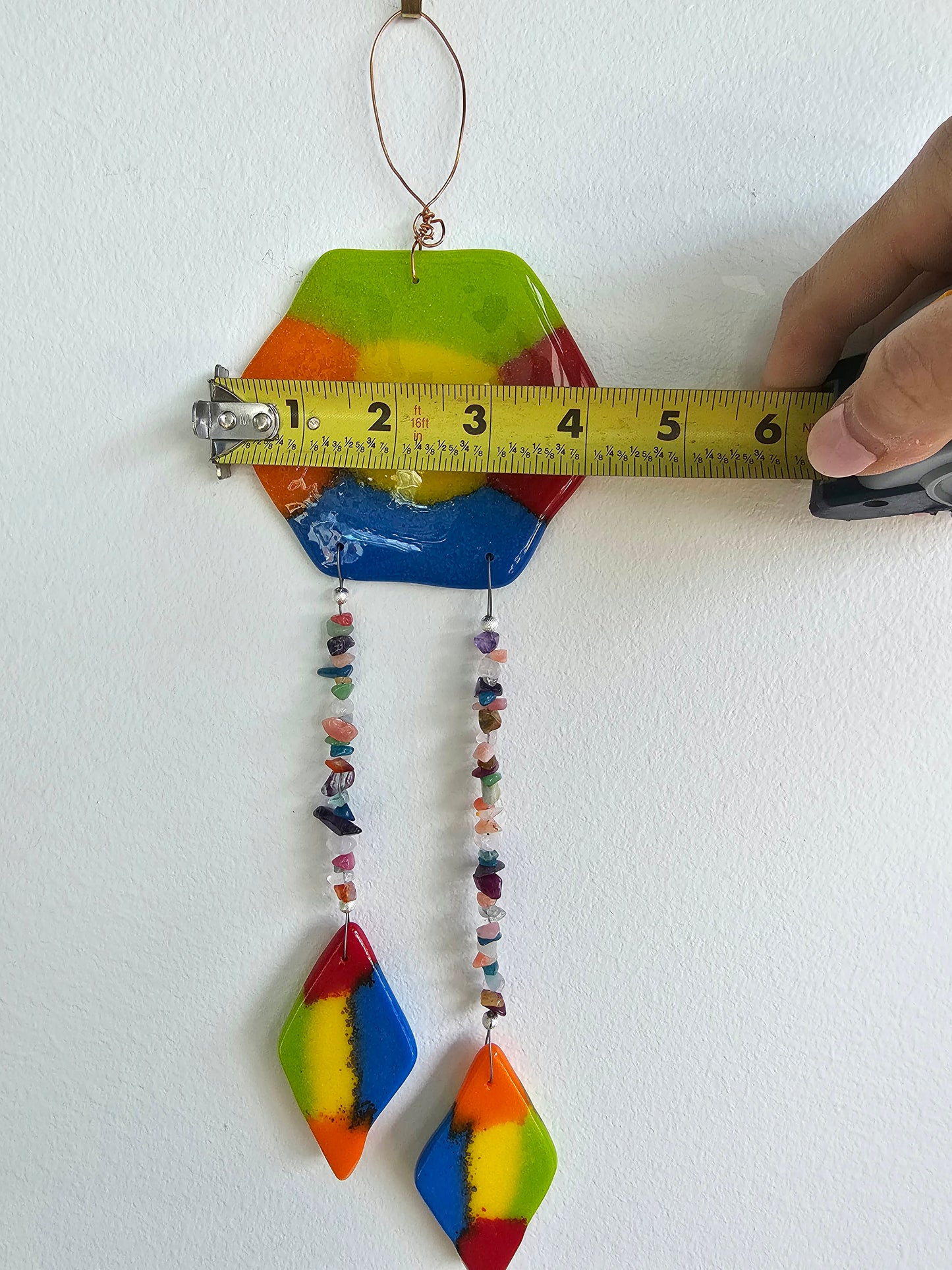 Rainbow Colored Windchime with Semi-Precious Stones