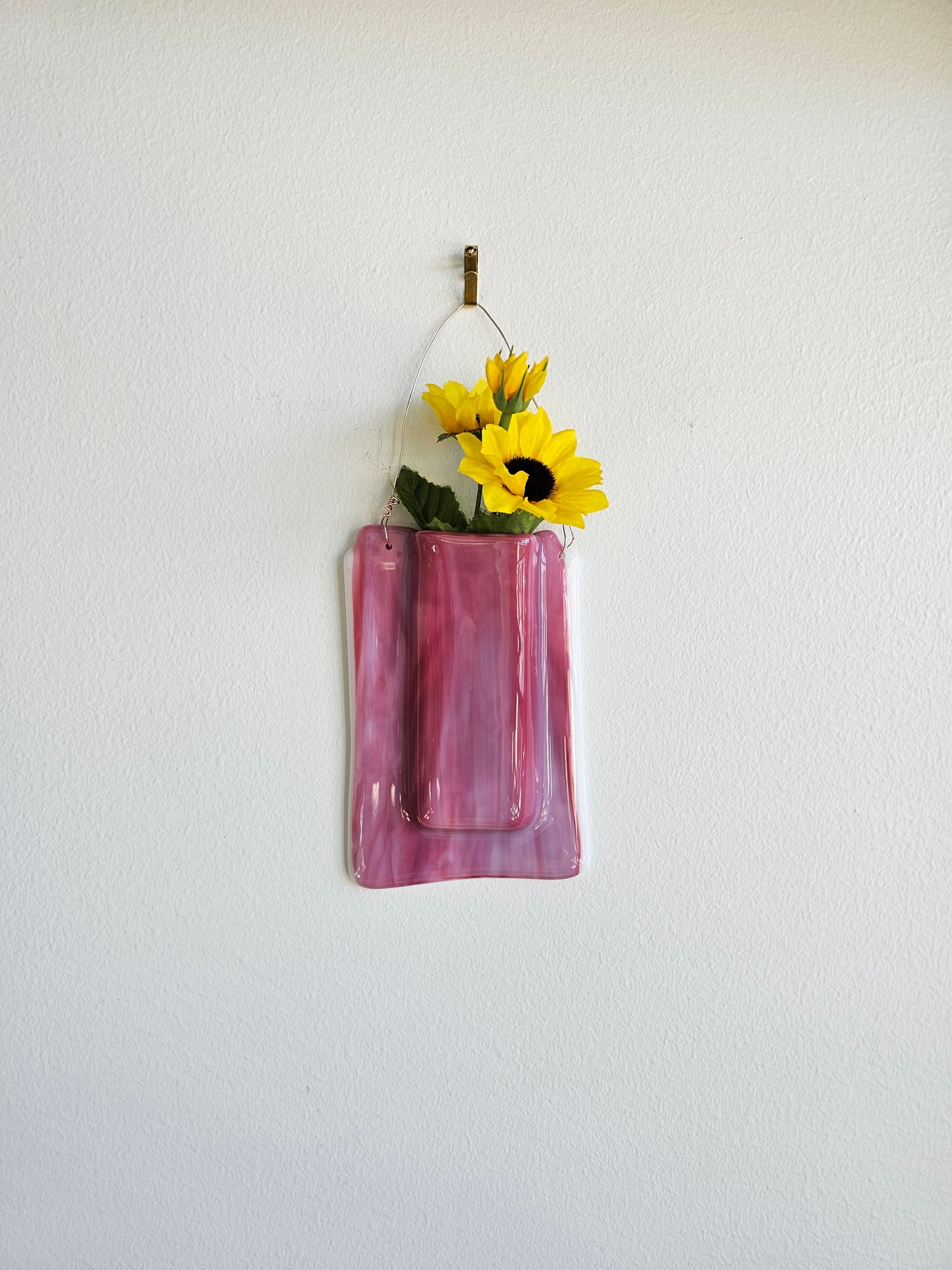 Pink and White Pocket Vase, Wall Vase