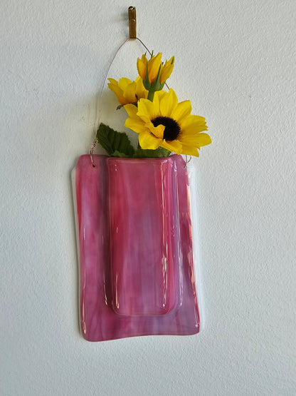 Pink and White Pocket Vase, Wall Vase
