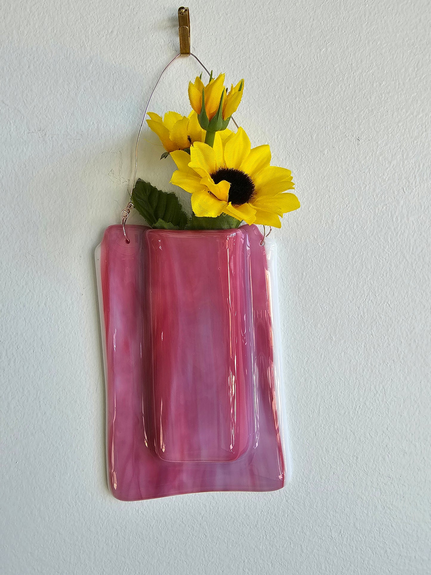 Pink and White Pocket Vase, Wall Vase