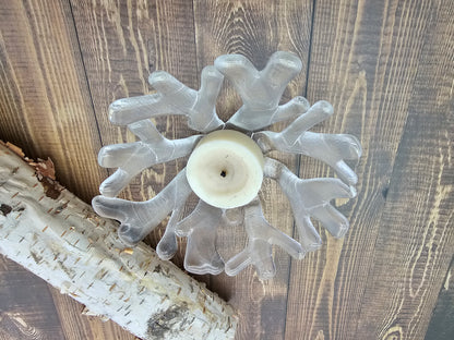Clear Glass Coral Bowl Candle Holder